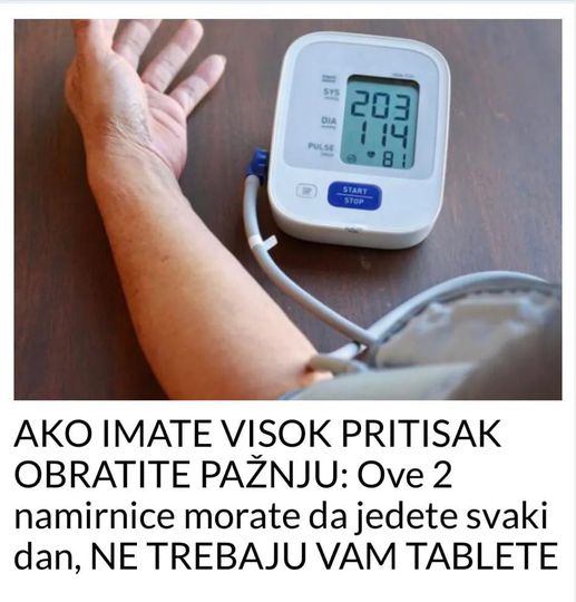 AKO IMATE VISOK PRITISAK OBRATITE PAŽNJU: Ove 2 namirnice morate da jedete svaki dan, NE TREBAJU VAM TABLETE