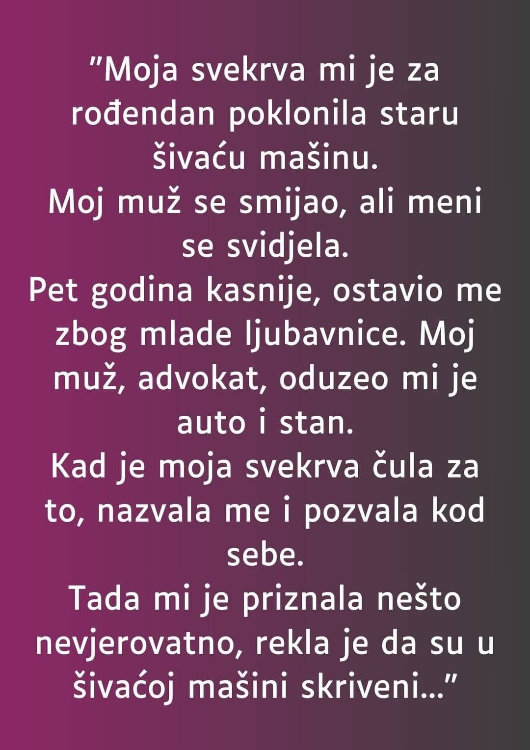 “Svekrva mi je za rođendan poklonila staru šivaću mašinu”