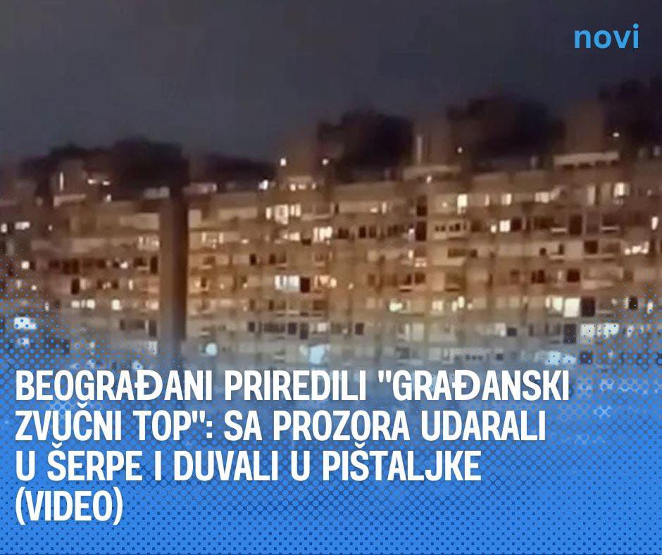 Beograđani priredili “građanski zvučni top”: Sa prozora udarali u šerpe i duvali u pištaljke (VIDEO)