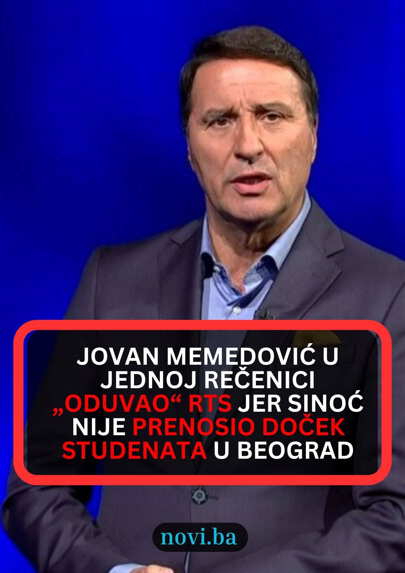 Jovan Memedović u jednoj rečenici „oduvao“ RTS jer sinoć nije prenosio doček studenata u Beograd